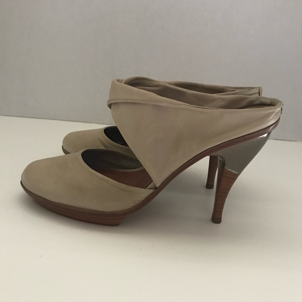 Stone Leifsdottir Sandal with Stacked Metallic Heel